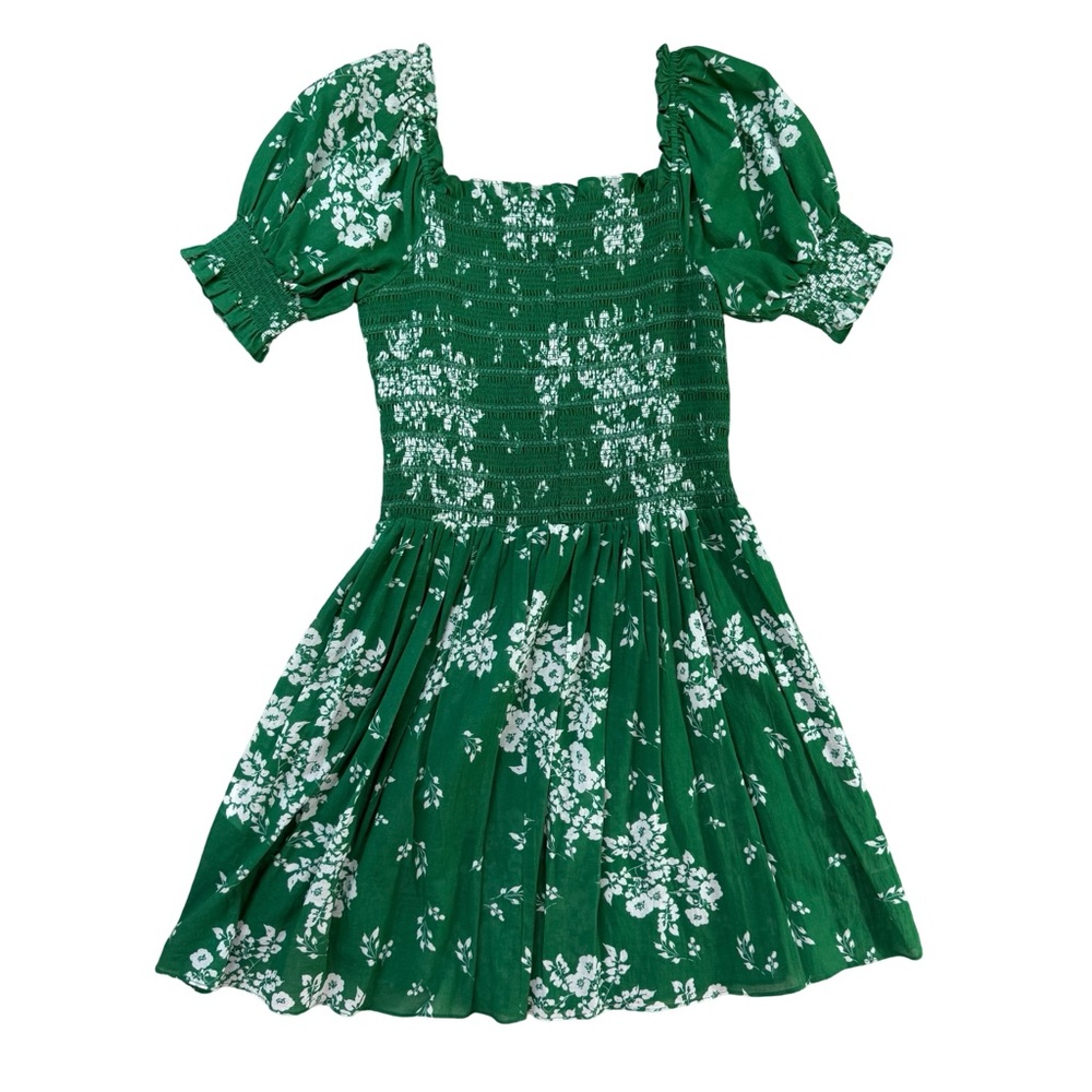 Shoshanna Cosmos Puff-Sleeve Floral Smock Mini Dress $398